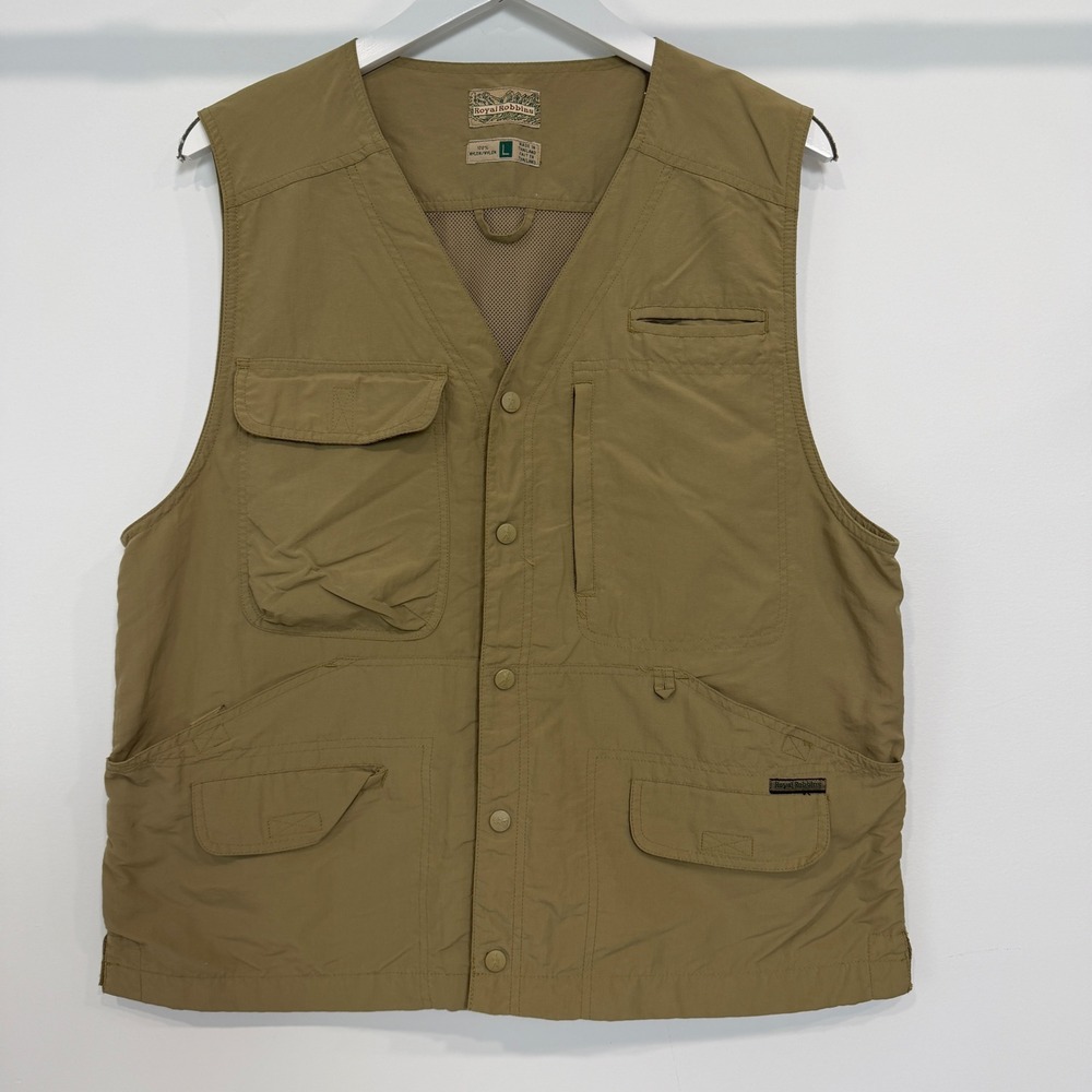 Vintage Royal Robbins Large Lightweight Fishing Hunting Utility Field Guide Vest